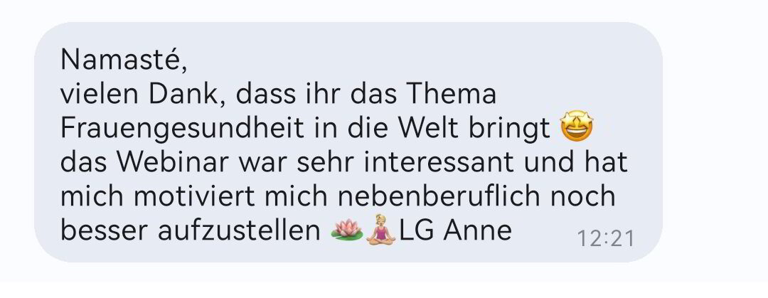 WhatsApp-Feedback: motiviert, sich nebenberuflich aufzustellen